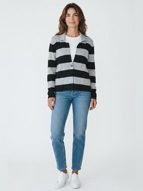Anthropologie Pim + Larkin Cardigan // Gray & Black Stripe // Large